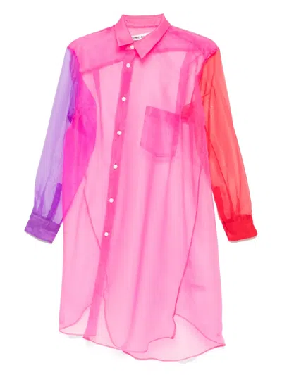 Comme Des Garçons Colour-block Shirt In Pink+red+purple