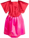Comme Des Garçons Colour-block Voluminous Midi Dress In Red