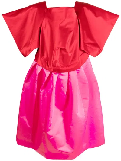 Comme Des Garçons Colour-block Voluminous Midi Dress In Red