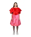 Comme Des Garçons Colour-block Voluminous Midi Dress In Red