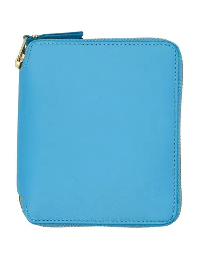 Comme Des Garçons Classic Zip Around Square Wallet In Blue