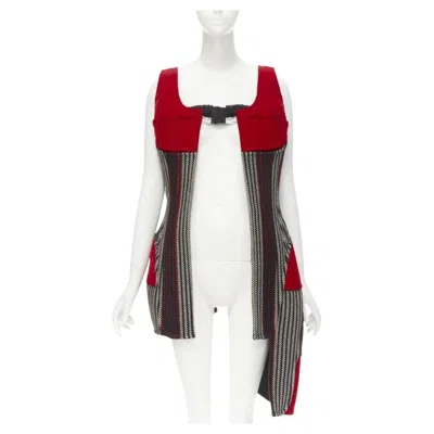Pre-owned Comme Des Garçons Come Des Garcons 2001 Runway Vintage Red Velvet Tweed Deconstructed Corset S