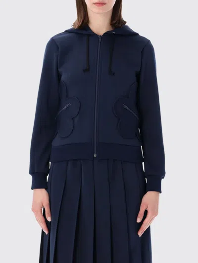 Comme Des Garçons Front Zip Graphic Pockets Hoodie In Black