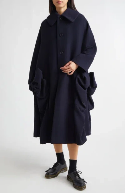 Comme Des Garçons Airy Wool Blend Coat In Blue