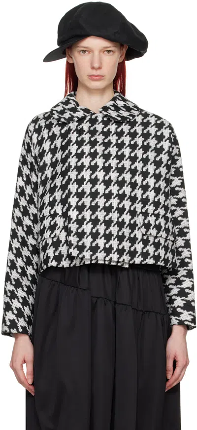 Comme Des Garçons Black & White Houndstooth Jacket In 1 Black /white