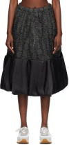 Comme Des Garçons Black Floral Midi Skirt In 1 Blk/lame X Blk