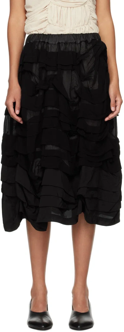 Comme Des Garçons Comme Des Garçons Black Tiered Midi Skirt In 1 Black/black