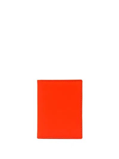 Comme Des Garçons Cardholder, Model Wallet Super Fluo Orange. 1 Bill Compartment. In Burgundy