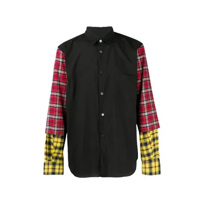Comme Des Garçons Checked Flannel Sleeves Shirt In Black