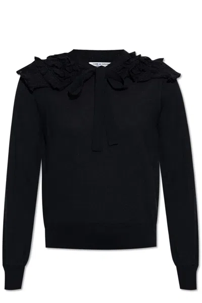 Comme Des Garçons Ruffle-detailing Cardigan In Black