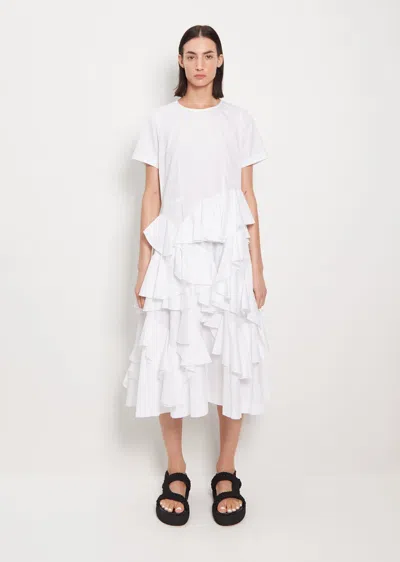 Comme Des Garçons Comme Des Garçons Cotton Ruffle S/s Dress In 1-white