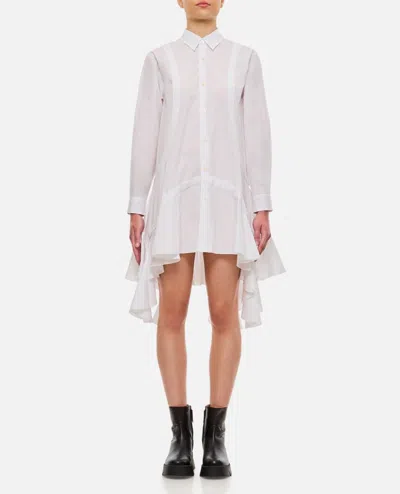 Comme Des Garçons Comme Des Garçons Ruffled-hem Cotton Shirt Dress In White