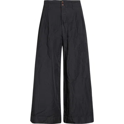 Comme Des Garçons Crinkled Twill Wide Leg Pants In Black