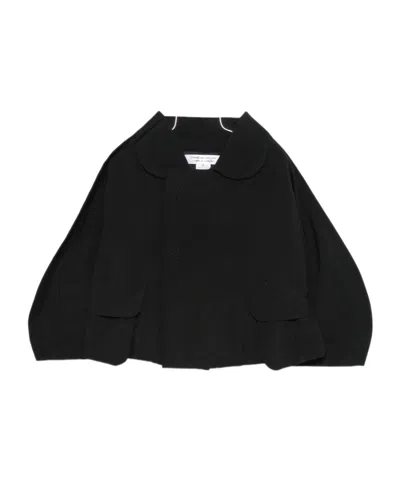 Comme Des Garçons Cropped Balloon Sleeved Jacket In Black