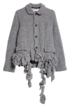 Comme Des Garçons Ruffled Wool-blend Jacket In Medium Grey