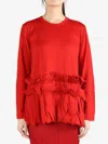 Comme Des Garçons Ruffled T-shirt In 红色