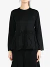 Comme Des Garçons Black Gathered Long Sleeve T-shirt In Black