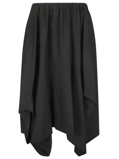 Comme Des Garçons Comme Des Garçons Elastic Waist Asymmetric Midi Skirt In Black