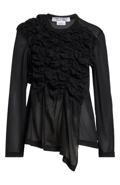 Comme Des Garçons Gathered Ruffle Top In Black