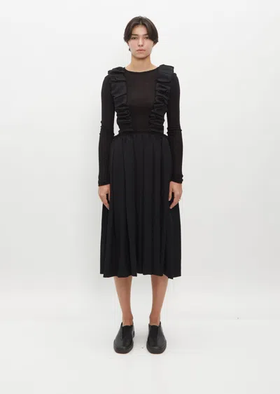Comme Des Garçons Comme Des Garçons Gathered Suspender Wool Skirt In Black