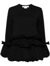 Comme Des Garçons Black Gathered Long Sleeve T-shirt In Black