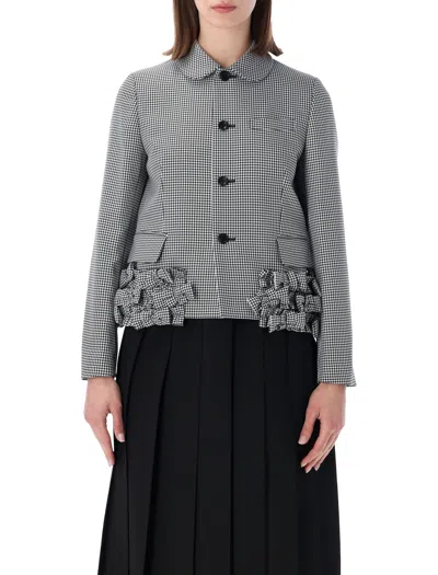 Comme Des Garçons Comme Des Garcons Ruffled Frayed Gabardine Jacket In Multi