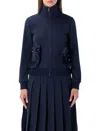 Comme Des Garçons Girl Navy Zip Sweatshirt With Ruffle Pockets In Blue