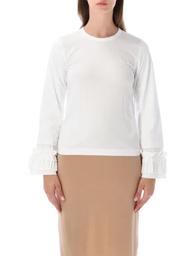 Comme Des Garçons Girl Ruffle Cotton Top In White
