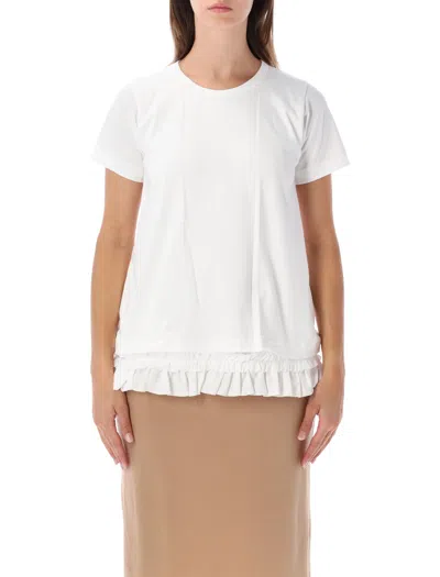 Comme Des Garçons Girl Ruffle Cotton T-shirt In White