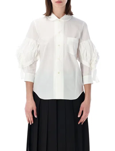 Comme Des Garçons Girl Ruffled Sleeve Shirt In White