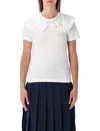 Comme Des Garçons Romantic Ruffle Collar Short Sleeve Top In White