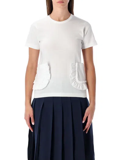 COMME DES GARÇONS COMME DES GARÇONS COMME DES GARÇONS GIRL WHITE T-SHIRT WITH RUFFLE POCKETS
