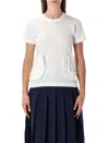 Comme Des Garçons Girl White T-shirt With Ruffle Pockets In Pattern