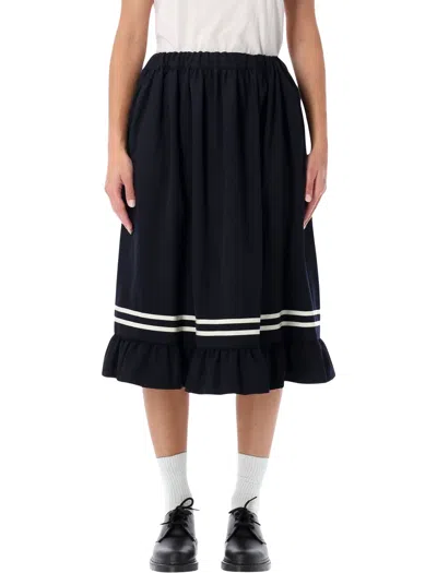 Comme Des Garçons Girl Wool Midi Skirt In Black