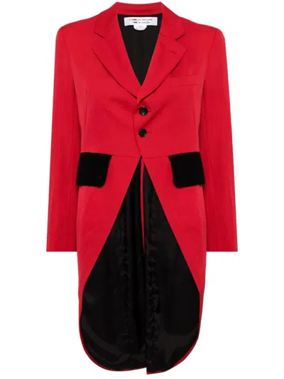 Comme Des Garçons High-low Single-breasted Blazer In Red