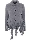 Comme Des Garçons Ruffled Wool-blend Jacket In Medium Grey