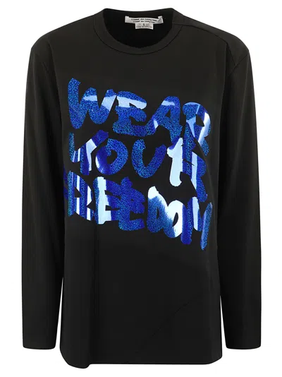 Comme Des Garçons Logo Lettering T-shirt In Black