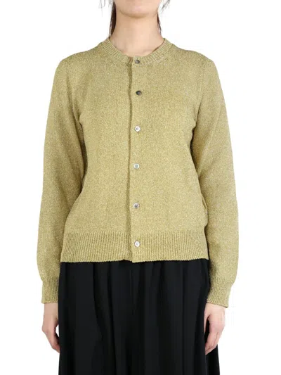 Comme Des Garçons Comme Des Garçons Metallic Knitted Cardigan In Gold