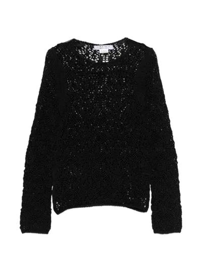 Comme Des Garçons Open-knit Crewneck Sweater In Black