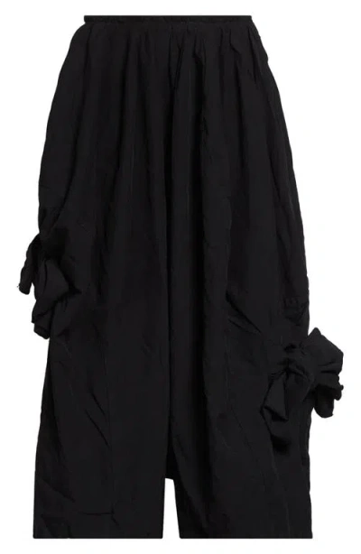 Comme Des Garçons Oversize Garment Washed Oxford Crop Pants In Black