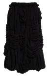 Comme Des Garçons Panel Ruched Georgette Midi Skirt In Black