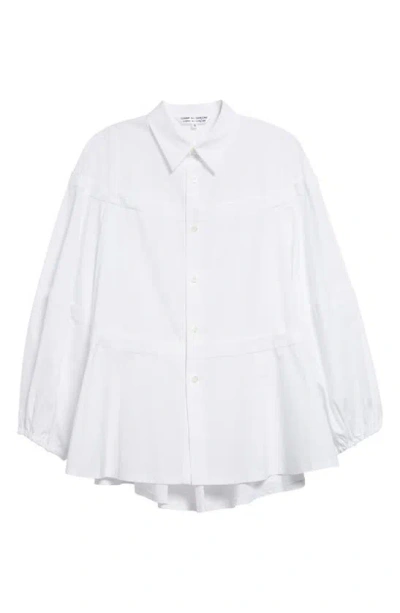 Comme Des Garçons Comme Des Garçons Peplum Cotton Broadcloth Button-up Shirt In White