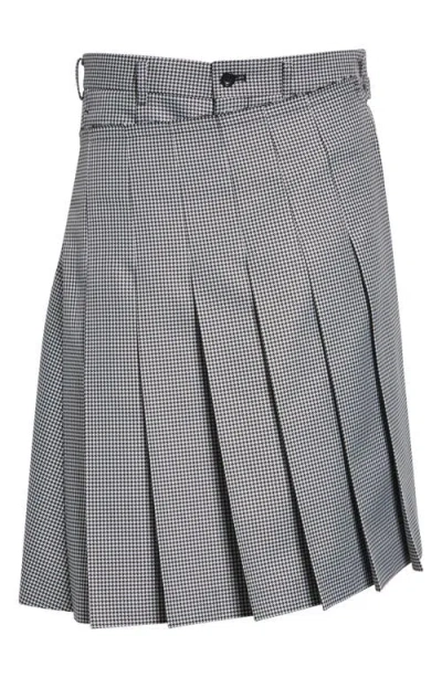 Comme Des Garçons Pleated Asymmetric Houndstooth Check Skort In Brown