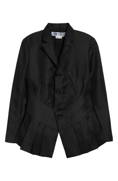 Comme Des Garçons Pleated Single Breasted Gabardine Blazer In Black