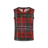Comme Des Garçons Tartan Sleeveless Satin Top In Multicolour