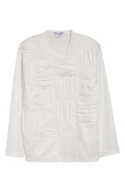 Comme Des Garçons Pleated Tricot Top In Off-white