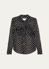 Comme Des Garçons Polka Dot Bow Button Down Blouse In Black/white
