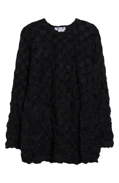 Comme Des Garçons Raschel Knit Crushed Ruffle Top In Brown