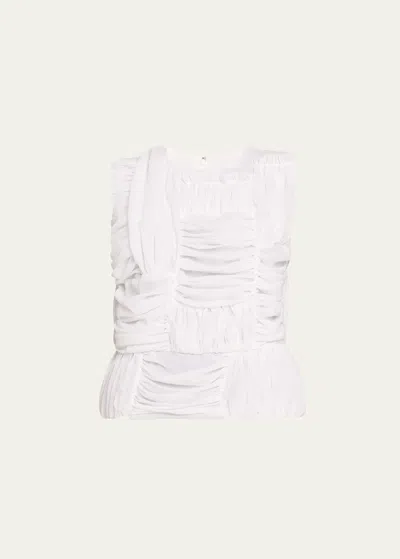 Comme Des Garçons Comme Des Garçons Ruched Sleeveless Top In White