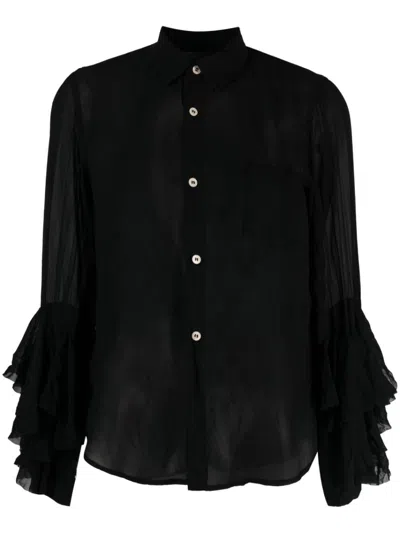 Comme Des Garçons Comme Des Garçons Ruffle-detailed Semi-sheer Shirt In Black